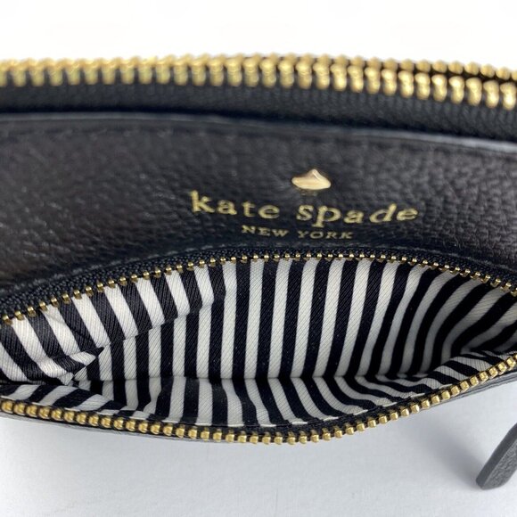 Kate Spade NY black pebbled leather wristlet, zippered small pouch, 6" x 4" - Picture 6 of 7